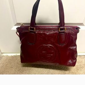 Designer GUCCI Soho Patent Leather Tote Bag
